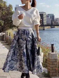 26ss❣️JENNE ジェンヌフレアスカート ジャガードドーリー立体