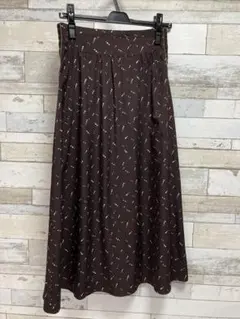 ナノユニバース　ブラウン ドット柄 ロングスカート