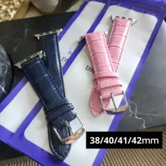 ネイビー・ピンク 本革バンド 38/40/41/42mm