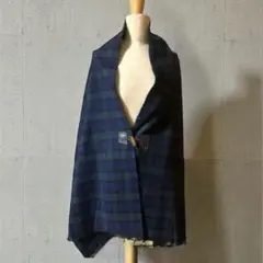 大判チェック　ブラックウォッチ　ショール　ストール　マフラー　ポンチョ　ケープ