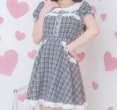 Honey Cinnamon　コットンフリルチェックワンピース