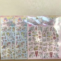 ユニコーンとアイスクリームのきらぷくステッカー4セット