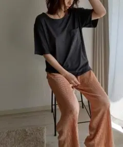 美品　アパートバイローリーズ　レディース　ギャザーパンツ　サーモンピンク