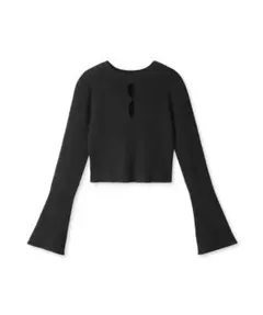 ホールデザインリブニットトップス