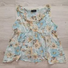 花柄 ノースリーブ トップス シアー