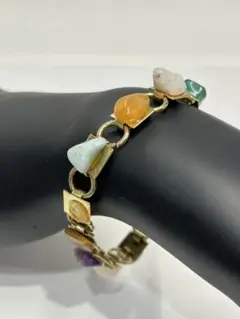 ブレスレット カラフルストーン ゴールドカラー ヴィンテージアクセサリー