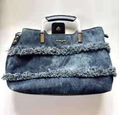 VIVAYOU デニムフリンジ2WAYショルダーバック デニムブルー