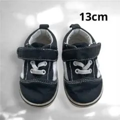 ベビー スニーカー 黒/白 キャンバス 13cm