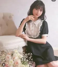 evelyn ビジューレースシフォン ワンピース
