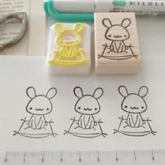 正座　うさぎさんご挨拶　消しゴムはんこ