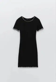 ZARA メロー仕上げ リブミニワンピース ブラック