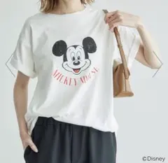 ミッキーマウス　プリントTシャツ　ホワイト　半袖　38 ロペピクニックのサムネイル