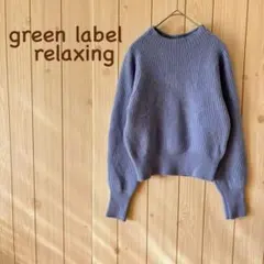 【美品】＊グリーンレーベルリラクシング＊フォックス混ニット セーター Fブルー系