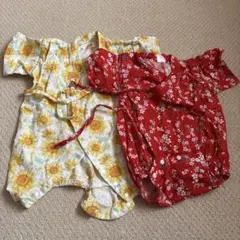 甚平 ロンパース 2点セット ひまわり 桜柄