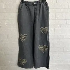 しまむら★迷彩ハートブラック長ズボン★150