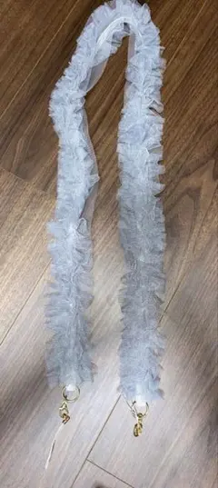 フランフラン　ハンディファン　ネックストラップ　チュール　グレー