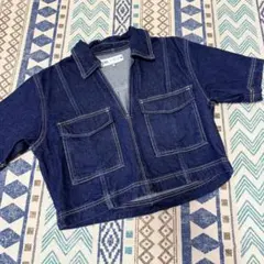 ZARA デニムシャツ 半袖 クロップド丈 ブルー系