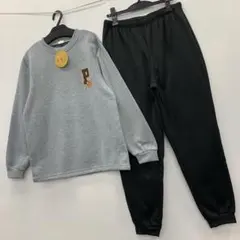 新品★冬物★メンズ★Lサイズ★裏起毛スエット上下セット 灰色 黒 7571