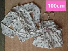 花柄水着と長袖トップスセット 100cm