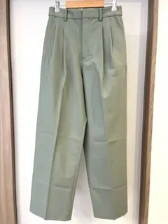UNIQLO タックワイドパンツ S グリーン 緑 スラックス 春夏
