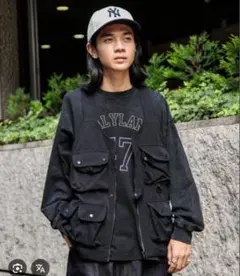 ニコアンド ユーティリティワークベスト　黒　キャンプ