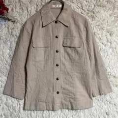 【アンナルナ】M相当 リネン混ジャケット 七分袖 ベージュ 日本製のサムネイル