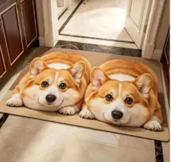 コーギー マット 玄関マット 室内 ラグ 犬 アニマル