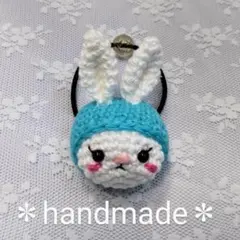 ハンドメイド☆あみぐるみヘアゴム☆うさぎ・ブルー