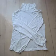 レディース タートルネック 白 長袖 インナー カットソー ロンT ハイネック