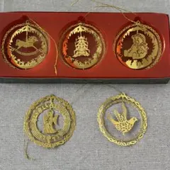 真鍮のオーナメント 5つ クリスマス ヴィンテージ