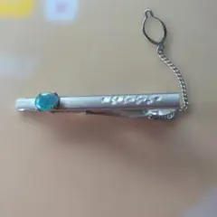 青色の石付きシンプルネクタイピン