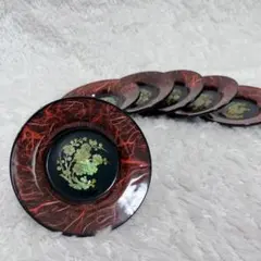 銘々皿6枚　螺鈿細工　美品民俗工藝　螺鈿塗器