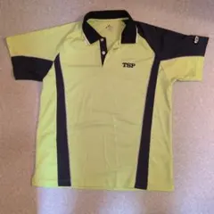 TSP ITTF公認 ポロシャツ L ライムグリーン/ネイビー