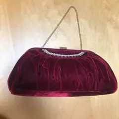 ワインレッド ベルベット パーティーバッグ【未使用品】