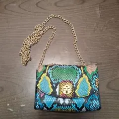 カラフルヘビ柄斜め掛けバッグ