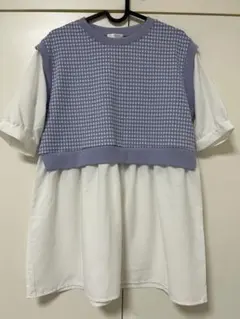 【新品】ハニーズ レディース 5分袖シャツ レイヤード風 チュニック