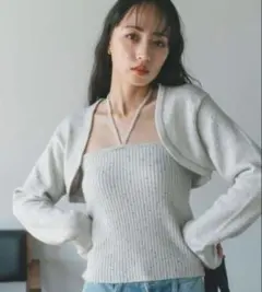 【新品タグ付き】 vannie U ラメスパンコールボレロアンサンブルニット