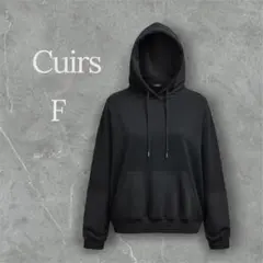 Cuirs キュイー　パーカー　トップス　異素材　ジッパー　フード　綿100%
