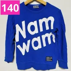 WamWam⭐️トレーナー ロゴプリント　140 ㎝　ブルー　ホワイトのサムネイル