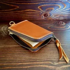 S62 本革 コードバン イタリアンレザー 財布 コインケース YKK 茶
