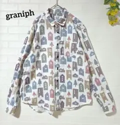 【graniph　グラニフ】メンズ　いっぱいの家♪ 　長袖シャツ　サイズMのサムネイル