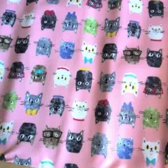 ビニールコーティング生地　ラミネート生地　水彩猫　60cm