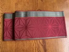 博多　小袋半幅帯　赤色　麻の葉模様