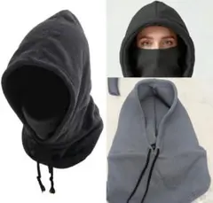 フリース フード付きネックウォーマー グレー