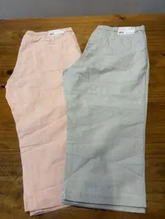 新品　UNIQLO コットンリネンイージーパンツ　七分丈　2本まとめ売り