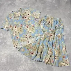 インゲボルグ 花柄刺繍 フリルブラウスジャケット ベージュ 七分袖 