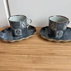 和風 コーヒー カップ&ソーサー 2客セット 和柄 伝統陶芸