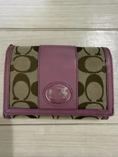 Coach 二つ折り財布 パープル/ベージュ