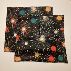 ◆ミッドセンチュリー/50's アトミック柄 クッションカバー 2枚⑤ロカビリー