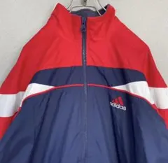 adidas アディダス　ナイロンジャケット　古着　刺繍ロゴ　フルジップ